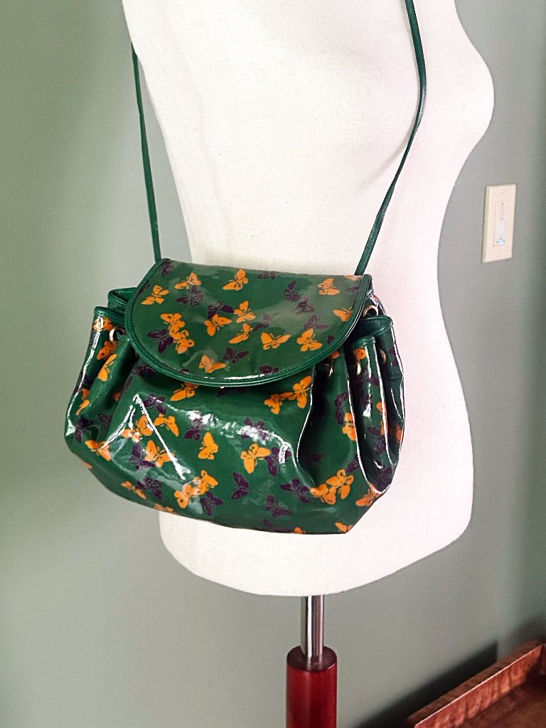 Rare Vintage Bottega Veneta Butterfly Bag Green Orange Purple Mint Shoulder Bag